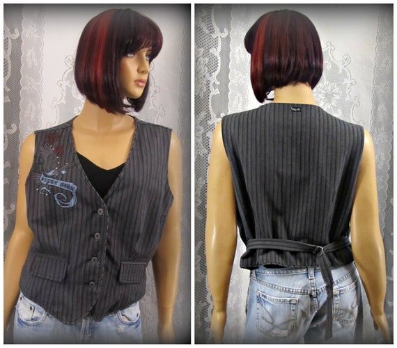 Womens vest, Vintage vest, 1990's vest, Gray vest… - image 1