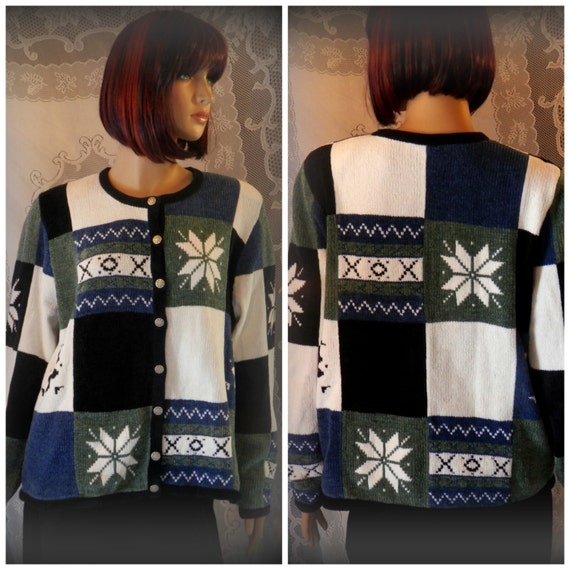 Women's sweater, Cardigan, Pattern sweater, Long sleeve sweater, Winter sweater, Warm sweater, Soft sweater, Patchwork sweater