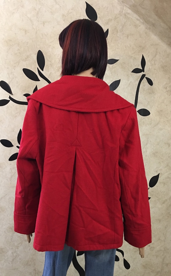 Red wool coat, Red Pea coat, Warm coat, Winter co… - image 2