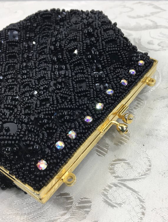 Women's black beaded purse, Formal purse, Vintage… - image 6