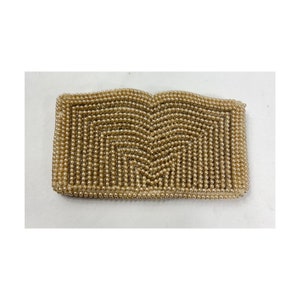 Embrague de cuentas para mujer, bolso formal, embrague vintage de los años 50, bolso de noche, bolso de moneda, bolso de color crema, bolso con cuentas