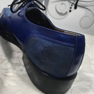 Men's blue shoes, Blue Dress shoes, Men's lace up shoes, Men's oxford shoes, Men's leather shoes, Size 9 1/2 shoes, Slide on shoes image 5