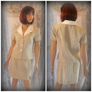 Vintage striped suit, Womens office suit, Size 9/10 outfit, 1980s vintage clothing, Womens two piece suit set