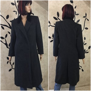 Black wool coat, Long Pea coat, Warm coat, Winter coat, Long coat, Fancy coat, Pea coat, Long Wool coat