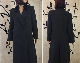 Black wool coat, Long Pea coat, Warm coat, Winter coat, Long coat, Fancy coat, Pea coat, Long Wool coat
