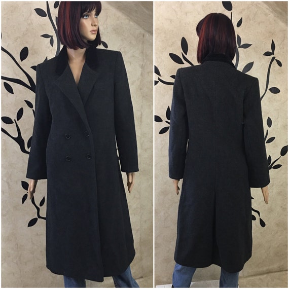 Black wool coat, Long Pea coat, Warm coat, Winter… - image 1