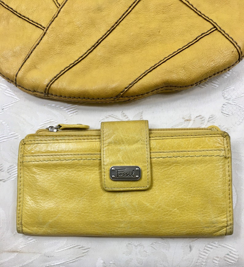 Fossil Handbag Yellow Fossil Purse Stylish Purse Leather Etsy