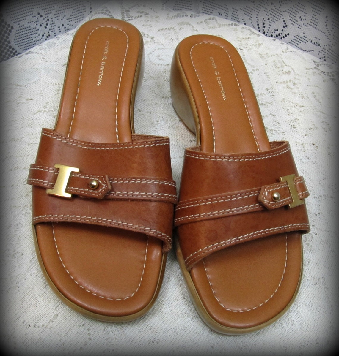 Women's Sandals, Leather Sandals, Brown Sandals, Slip on Shoes, Slide