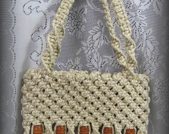 Macrame purse, Beaded purse, Hippie bag, Boho bag, Knot purse, Handmade purse, Rope purse, Medium size purse