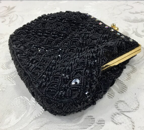 Women's black beaded purse, Formal purse, Vintage… - image 4