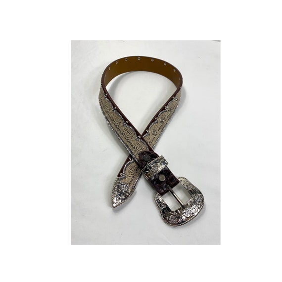 Women’s studded belt, Fashion belt, Leather bling… - image 1