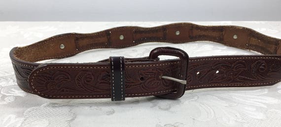 Hand tooled leather belt, Genuine leather belt, S… - image 2