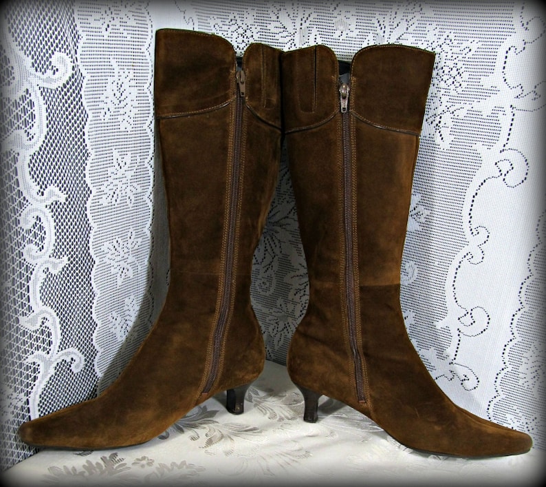 Botas de gamuza de la mujer botas de cuero marrón de mujer Etsy