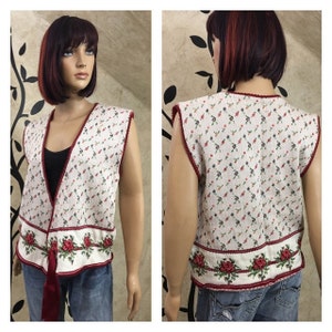 Holiday vest, Cute vest, Women&#39;s Christmas sweater, Floral sweater, Size large sweater, Sweater vest, Ugly Christmas sweater