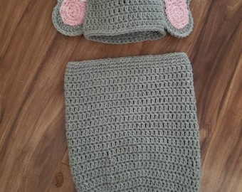 Dumbo Inspired beanie, cocoon, and blanket