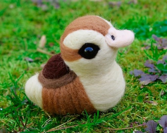 Needle Felted Baby Turtle Duck Sculpture: Handmade Wool Figure
