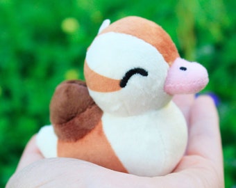 Plush Baby Turtle Duck Sculpture - Small Turtle Ducking Plushie - Miniature Stuffed Animal Duck Turtle - Minky Fabric Baby Duckling