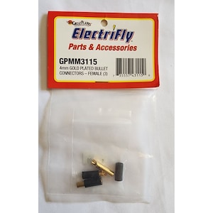 GreatPlanes ElectriFly 4mm Gold Plated Bullet Connectors Female GPMM3115 RC