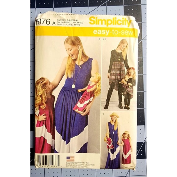 Simplicity 1076 Mommy and Me Leggings, Maxi Dress, Tunic & 18" Doll Clothes  - Etsy