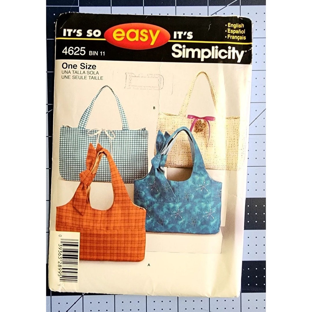 Simplicity 4625 Sewing Pattern Fabric Handbag Purse Bag Tote It's so ...