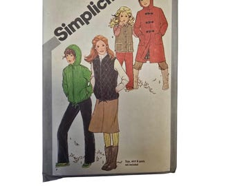 Simplicity 5251 Childs Sewing Pattern Hooded Coat Quilted Vest Size 6 Uncut