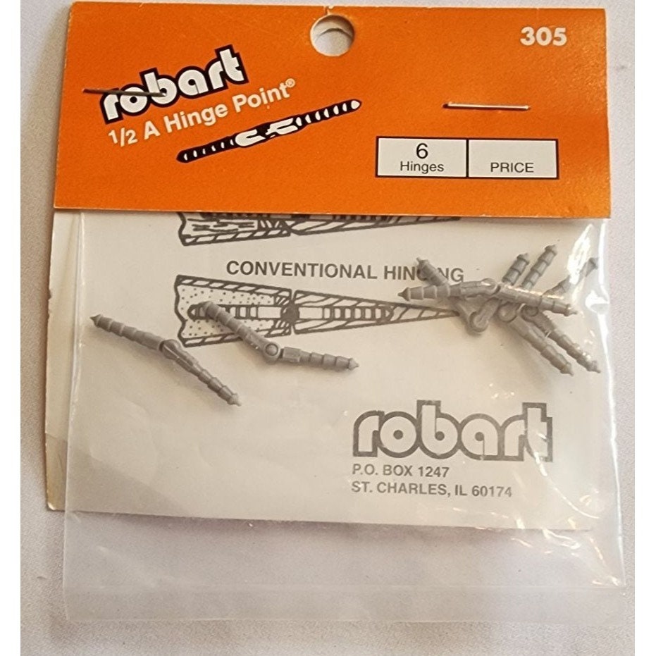 Robart Manufacturing RC Airplane Hinge Point Hinges 1/2A 6 305 ROB305