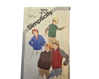 Simplicity 5252 Teen Boys Jacket & Vest Pattern Size 14 Uncut 1970s Vintage