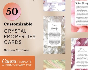 Crystal Meaning Cards - Digital Download - Canva Template - Printable Gemstone Cards