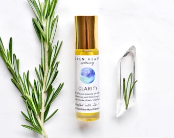 CLARITY Essential Oil roll on - Aromatherapy Blend - Spruce Rosemary Orange Cedar - Travel Size Therapeutic Chakra Balancing Vegan Oils