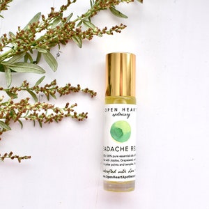 HEADACHE RELIEF essential oil roll on Aromatherapy Blend Peppermint, Sage, Lavender essential oils Migraine and Tension Headaches image 2