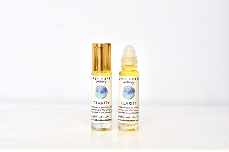 CLARITY Essential Oil roll on Aromatherapy Blend Spruce Rosemary Orange Cedar Travel Size Therapeutic Chakra Balancing Vegan Oils image 4