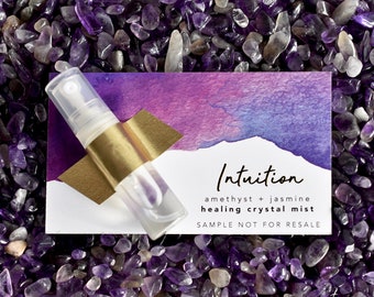 Sample sized INTUITION Crystal Mist - Therapeutic-Grade Essential Oils, Aromatherapy, Natural Gemstones, Jasmine, Bergamot, Amethyst