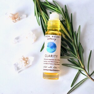 CLARITY Essential Oil roll on Aromatherapy Blend Spruce Rosemary Orange Cedar Travel Size Therapeutic Chakra Balancing Vegan Oils image 3