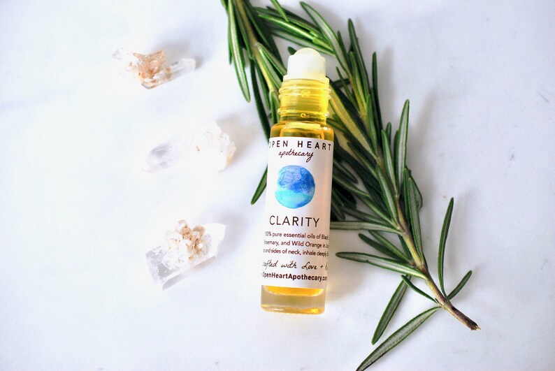 CLARITY Essential Oil roll on Aromatherapy Blend Spruce Rosemary Orange Cedar Travel Size Therapeutic Chakra Balancing Vegan Oils image 3