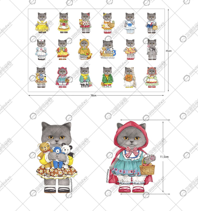 DIY fabric for making ragdoll, cushions Russian Blue Cat RUBLY mini woven, linencotton, 75X45cm image 9