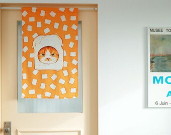 Mini curtain - Plain Bread Cat  (51x81cm, woven fabric, cotton 100%)