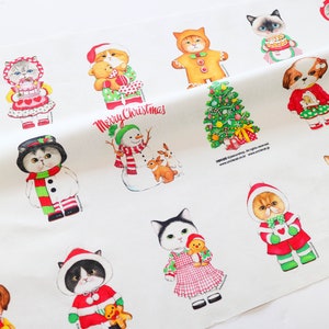 DIY fabric for making ragdoll, cushions, quilting Cats Xmas 5 woven, linencotton, 70X45cm image 7