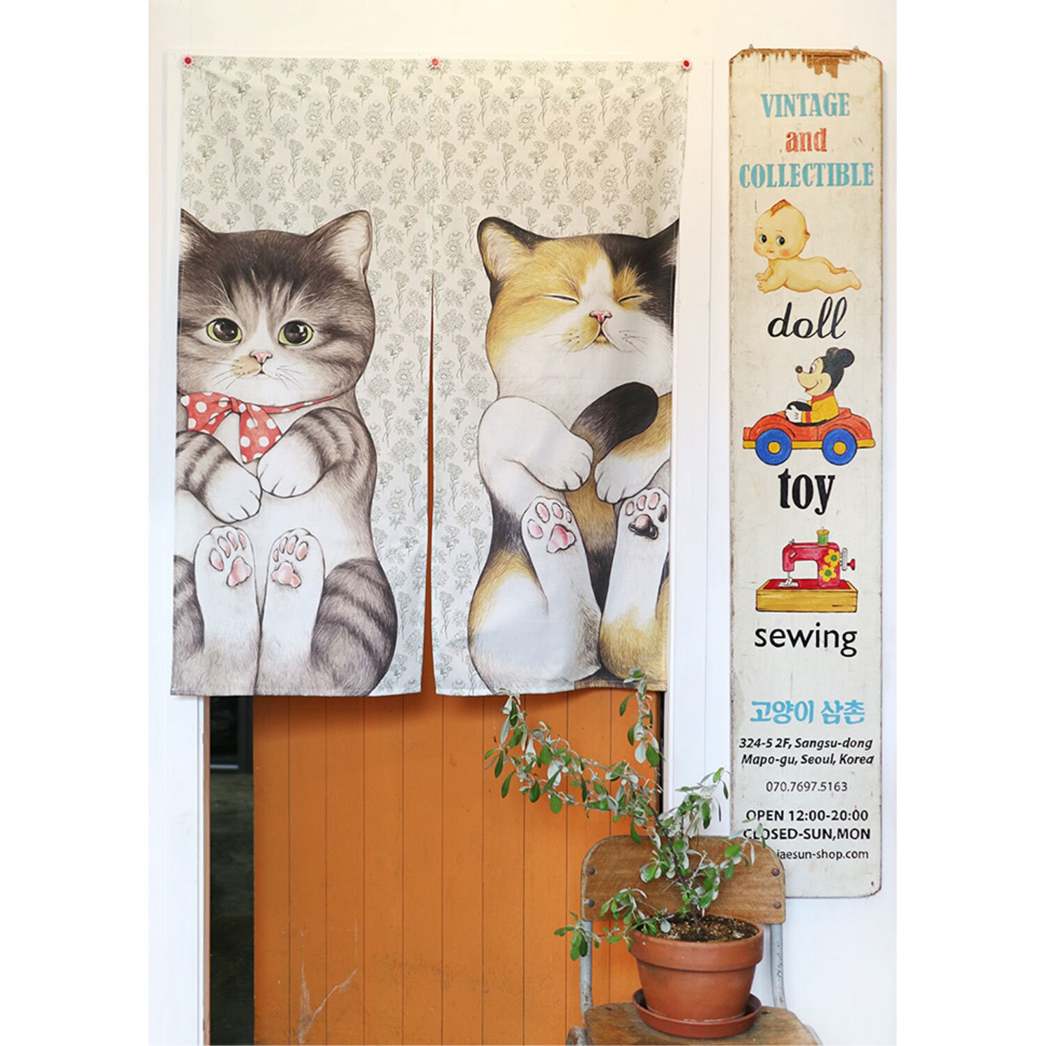 Mini curtain Two cats Ver.3 84x98cm woven fabric cotton Etsy
