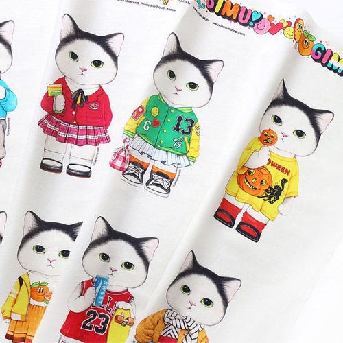The cat, GIMU  (approximately 90x68cm, woven, Linen+cotton) DIY fabric for making ragdoll and cushions