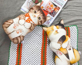 DIY fabric for making ragdoll, cushions - Two friends #3 (woven, linen+cotton, 75X45cm)