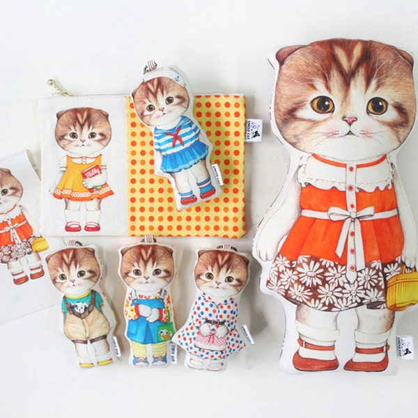 DIY fabric for making ragdoll, cushions - Scottish fold MARONG (woven, linen+cotton, 33X47cm)