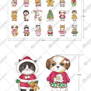 DIY fabric for making ragdoll, cushions, quilting Cats Xmas 5 woven, linencotton, 70X45cm image 9