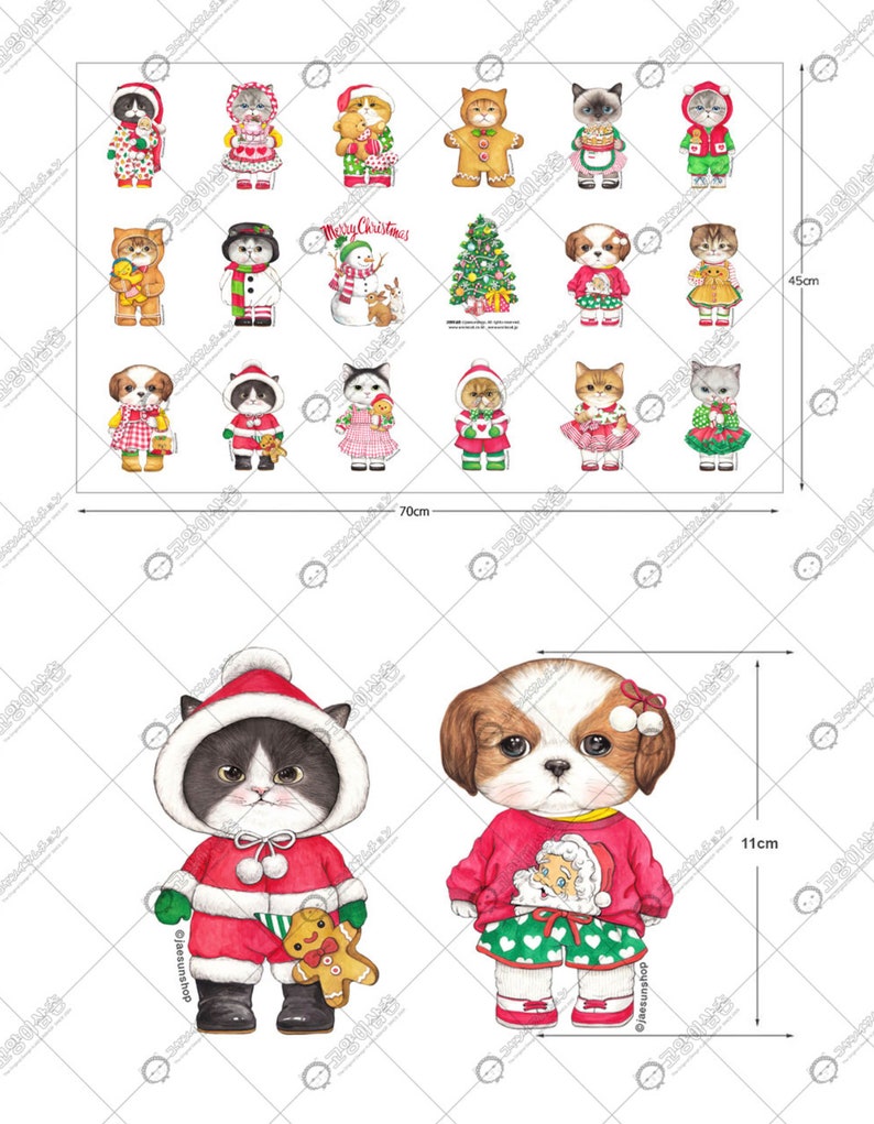 DIY fabric for making ragdoll, cushions, quilting Cats Xmas 5 woven, linencotton, 70X45cm image 9