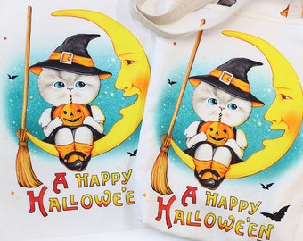 DIY fabric for making ragdoll, cushions - Cats Halloween party #2 (woven, linen+cotton, 75X45cm)