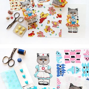 DIY fabric for making ragdoll, cushions Russian Blue Cat RUBLY mini woven, linencotton, 75X45cm image 6