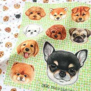 DIY fabric for making ragdoll - Attendance book of dogs class (woven, linen+cotton, 33X47cm)