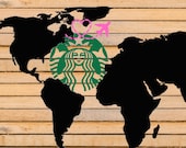 Full World Wrap with Airplane Starbucks Coffee SVG File Starbucks coffee CUT file Custom Starbucks Logo for Cricut or Silhouette Cameo DIY