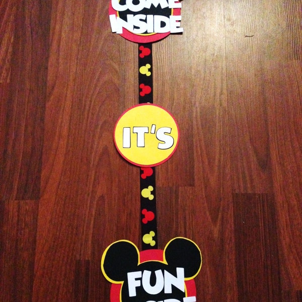Red and Yellow Mickey Mouse Birthday Door Sign