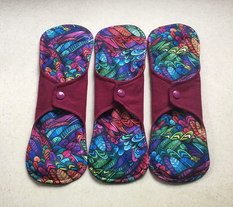 organic flannel top menstrual pads organic fleece absorbent core reusable cloth pads liners moderate heavy flow priced per pad