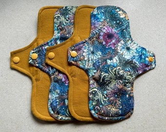 Cloth pads • organic flannel top menstrual pads •  organic core • reusable cloth pads • liners • moderate • heavy overnight • priced per pad